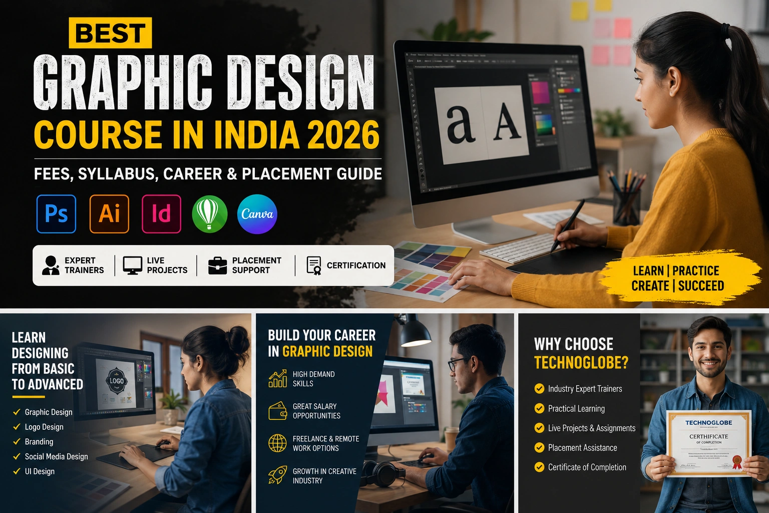 Best Graphic Design Course in India 2026 – Fees, Syllabus, Career & Placement Guide